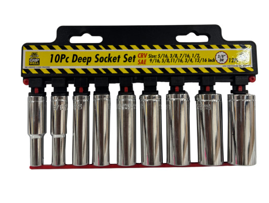 10pc 3/8" Dr 12pt A/F Deep Socket Set (Cr-V)