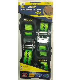 2pc Ratchet Tie Down 32mm x 3.6m XL Grip (529kg LC)