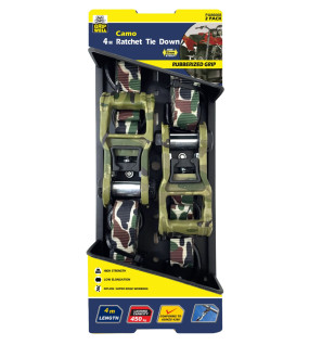2pc Camo Ratchet Tie down 4m x 25mm , LC450kgs